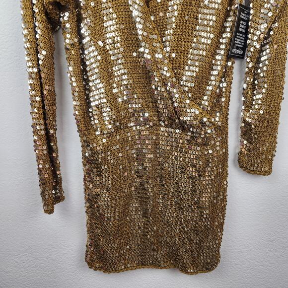 Retrofete Lucia Sequin Crochet Dress in Ginger Deep V Neck Size XS/S NWT - Picture 5 of 11